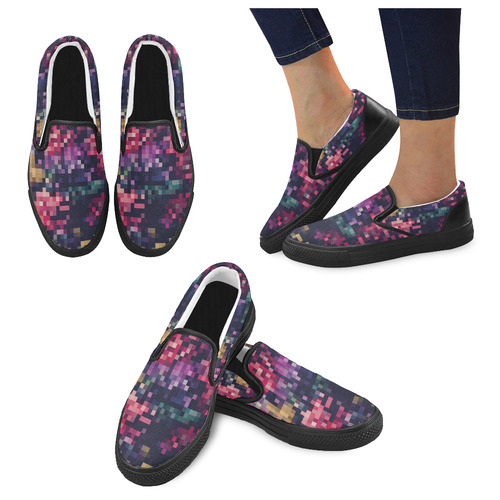 Mosaic Pattern 8 Women's Unusual Slip-on Canvas Shoes (Model 019)