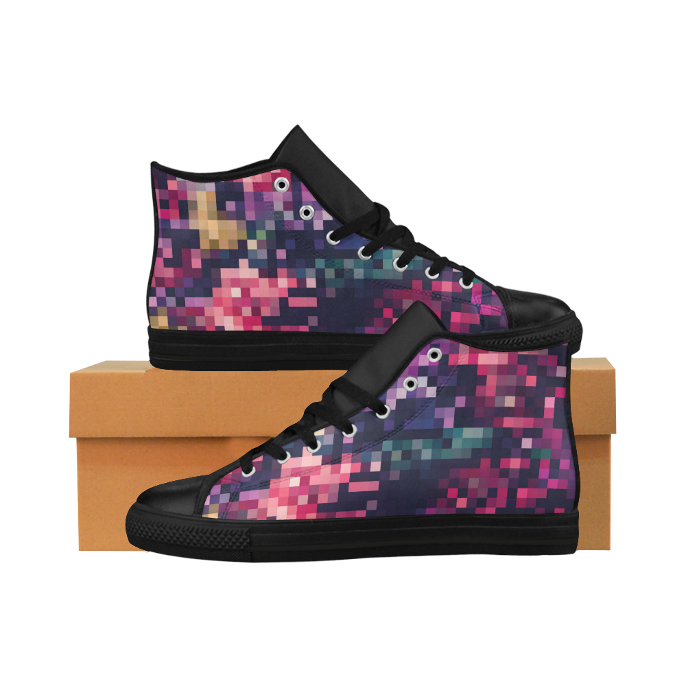 Mosaic Pattern 8 Aquila High Top Microfiber Leather Women's Shoes/Large Size (Model 032)