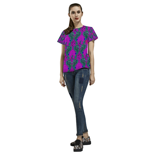 Seahorse love - purple All Over Print T-Shirt for Women (USA Size) (Model T40)
