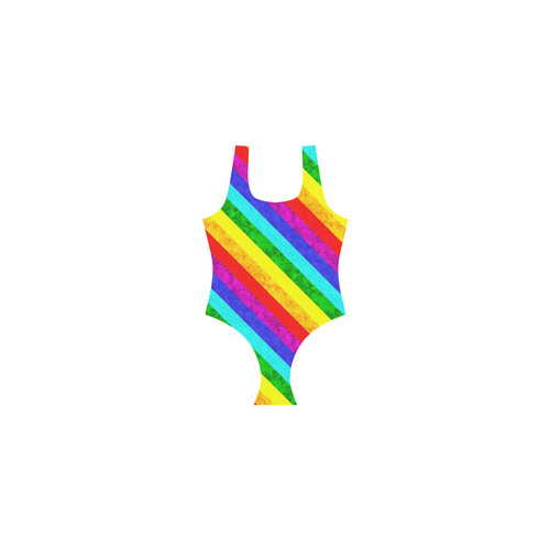 Rainbow abstract pattern Vest One Piece Swimsuit (Model S04)