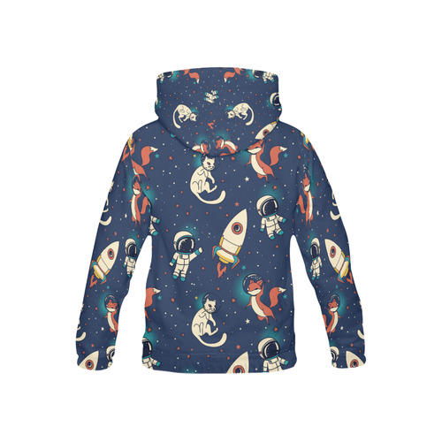 cute doodle boys, rockets, foxes and cats floating All Over Print Hoodie for Kid (USA Size) (Model H13)