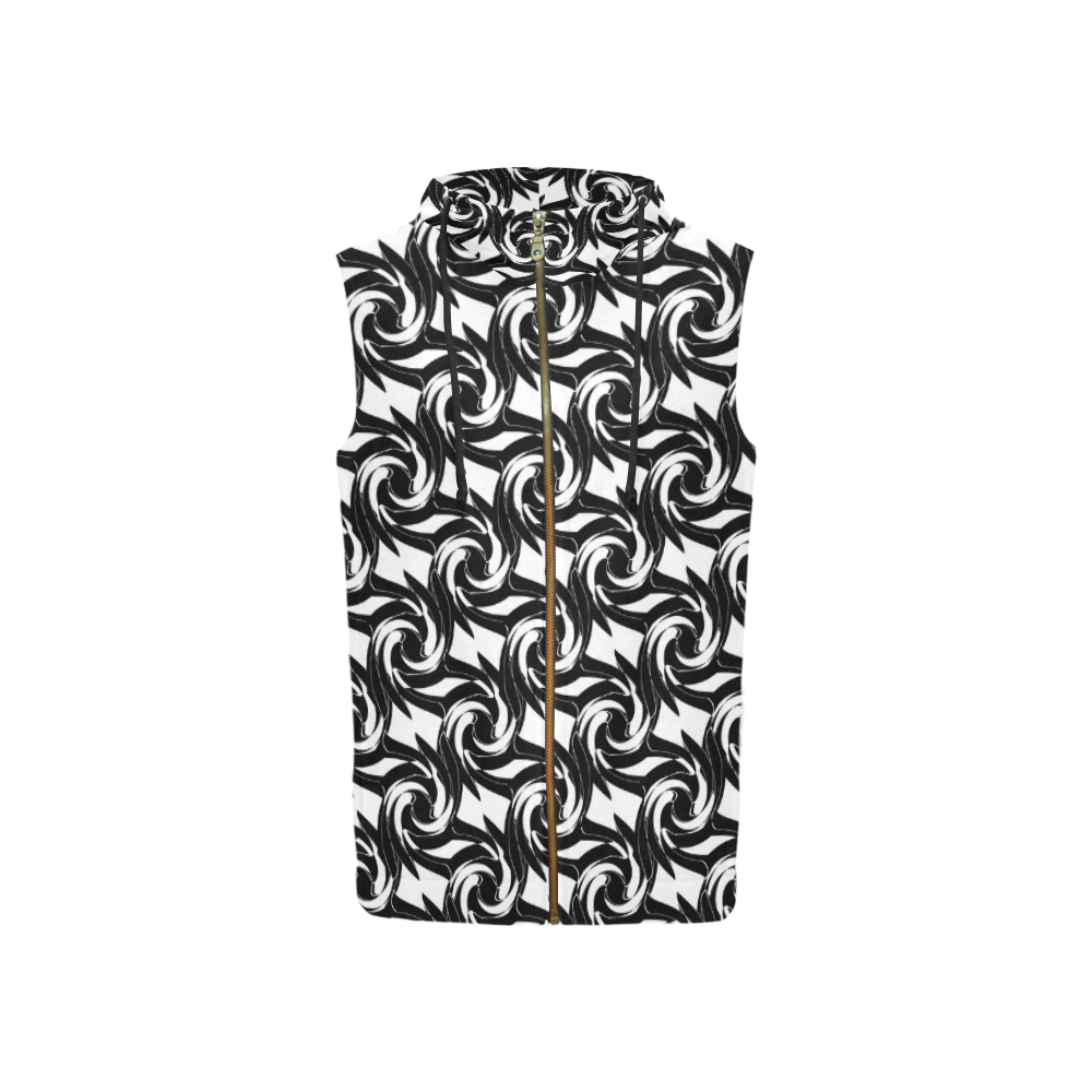 Black and white abstract pattern All Over Print Sleeveless Zip Up Hoodie for Women (Model H16)