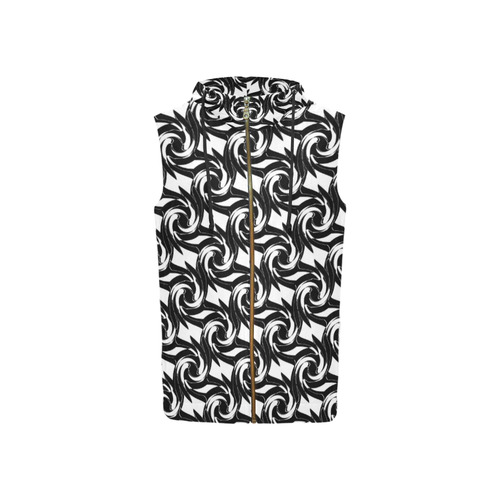 Black and white abstract pattern All Over Print Sleeveless Zip Up Hoodie for Women (Model H16)