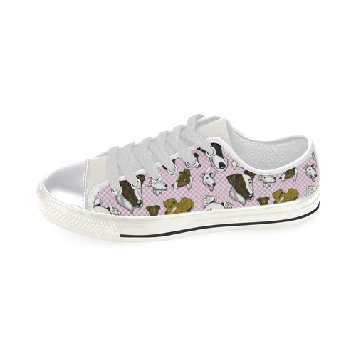 Smooth Fox Terrier- -pink plaid Canvas Women's Shoes/Large Size (Model 018)