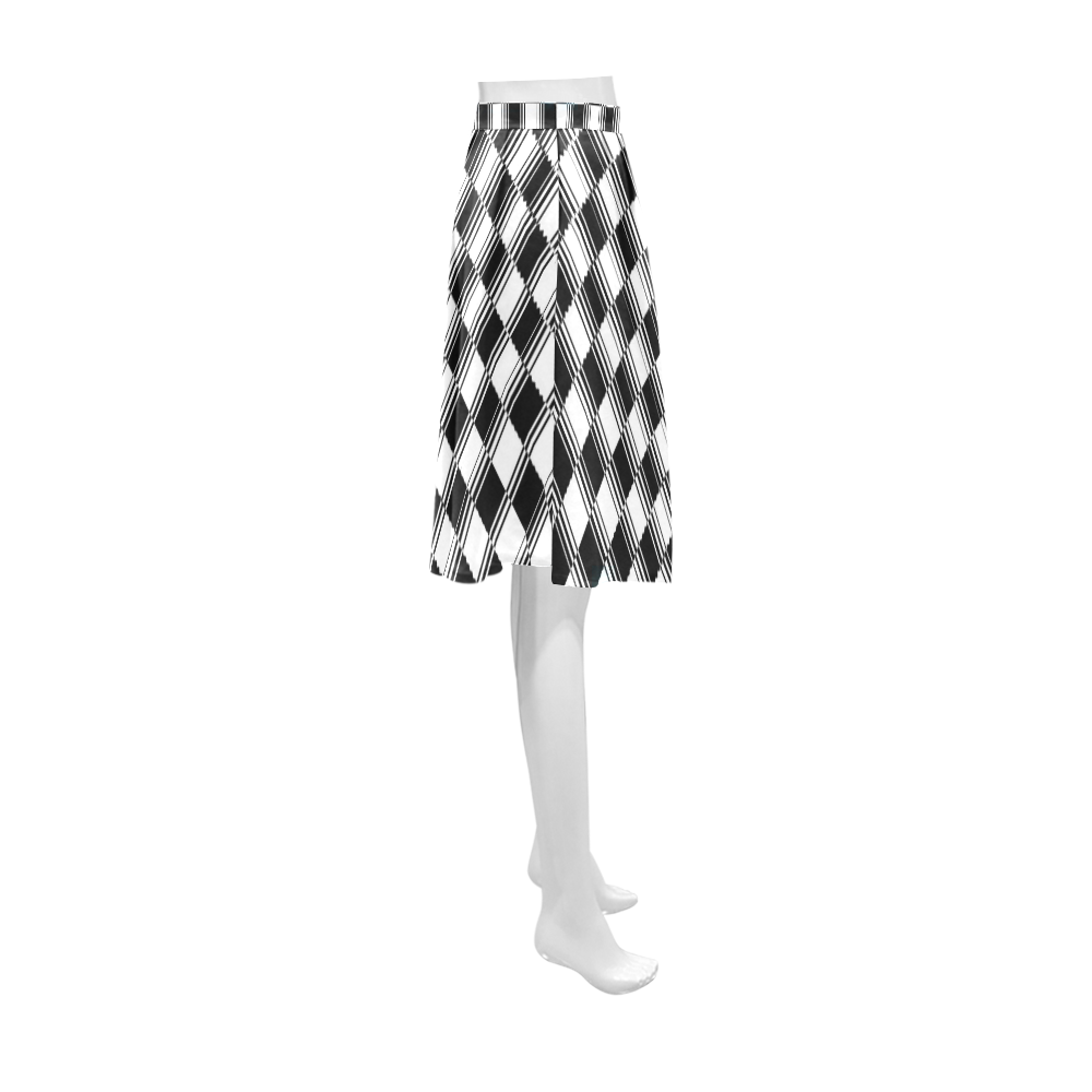 BLACK AND WHITE TILED Athena Women's Short Skirt (Model D15)