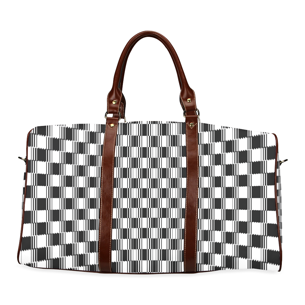 BLACK AND WHITE TILED Waterproof Travel Bag/Small (Model 1639)