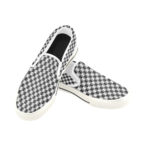 BLACK AND WHITE TILED Slip-on Canvas Shoes for Kid (Model 019)