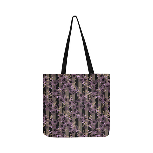 Floral striped brown violet Reusable Shopping Bag Model 1660 (Two sides)
