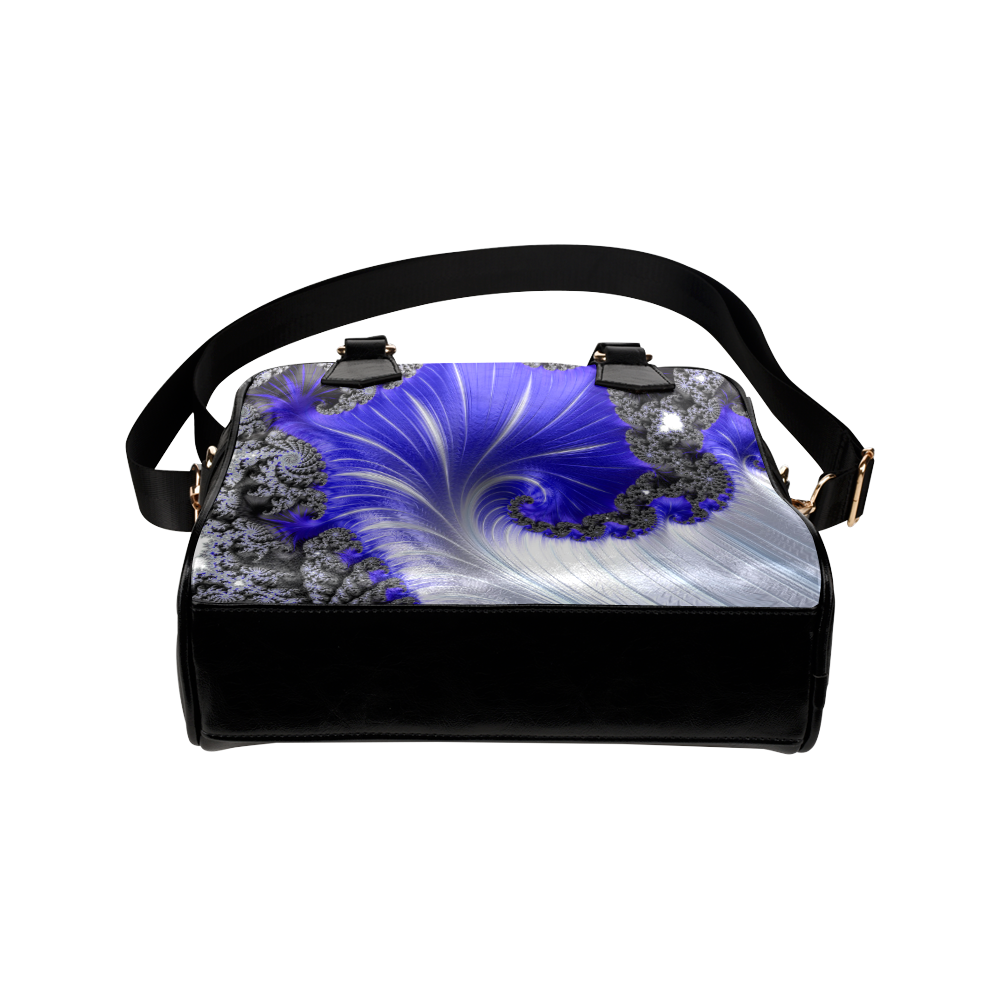 New Snow Blue White Mandelbrot Fractal Shoulder Handbag (Model 1634)