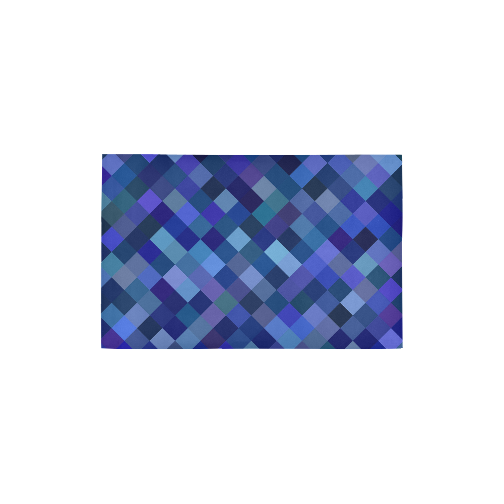 Autumn Colored Squares Blue Area Rug 2'7"x 1'8‘’