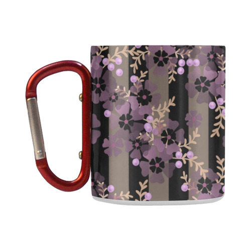 Floral striped brown violet Classic Insulated Mug(10.3OZ)