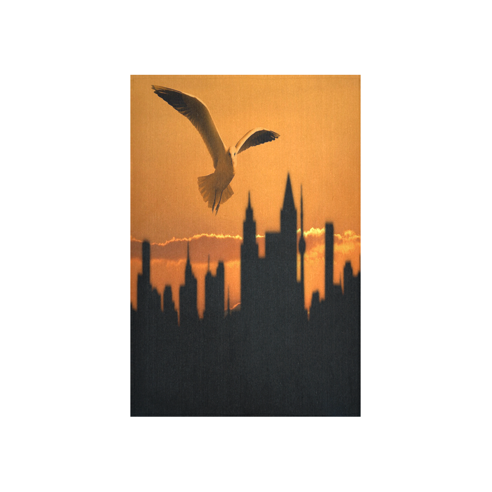 Owl Sunset Silhouette Cotton Linen Wall Tapestry 40"x 60"