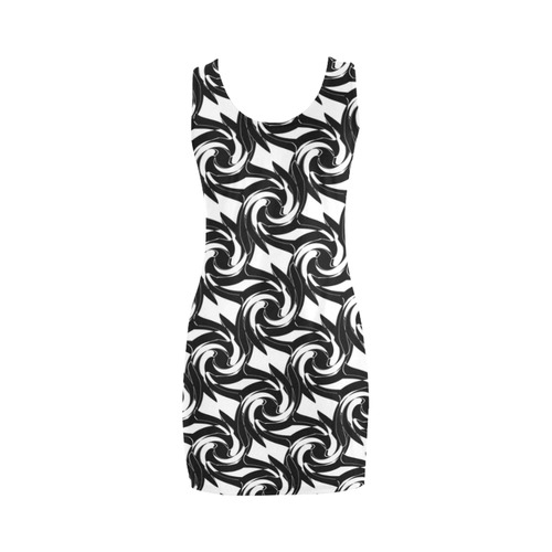 Black and white abstract pattern Medea Vest Dress (Model D06)