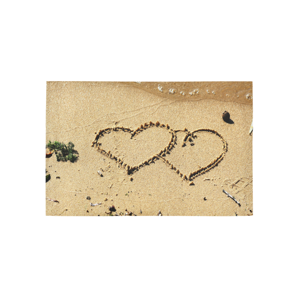 Hearts Written In Sand Area Rug 5'x3'3''