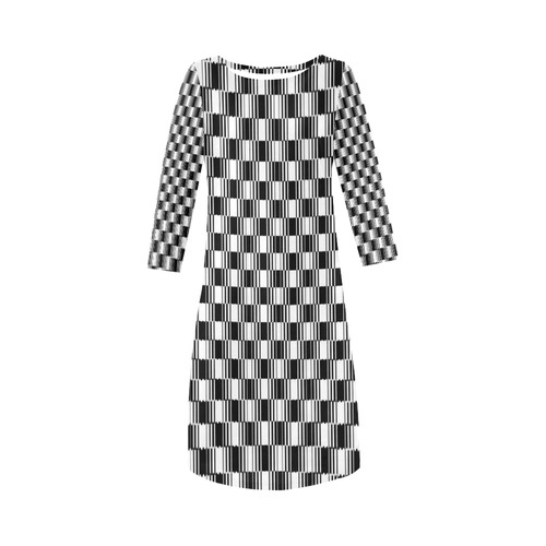 BLACK AND WHITE TILED Round Collar Dress (D22)