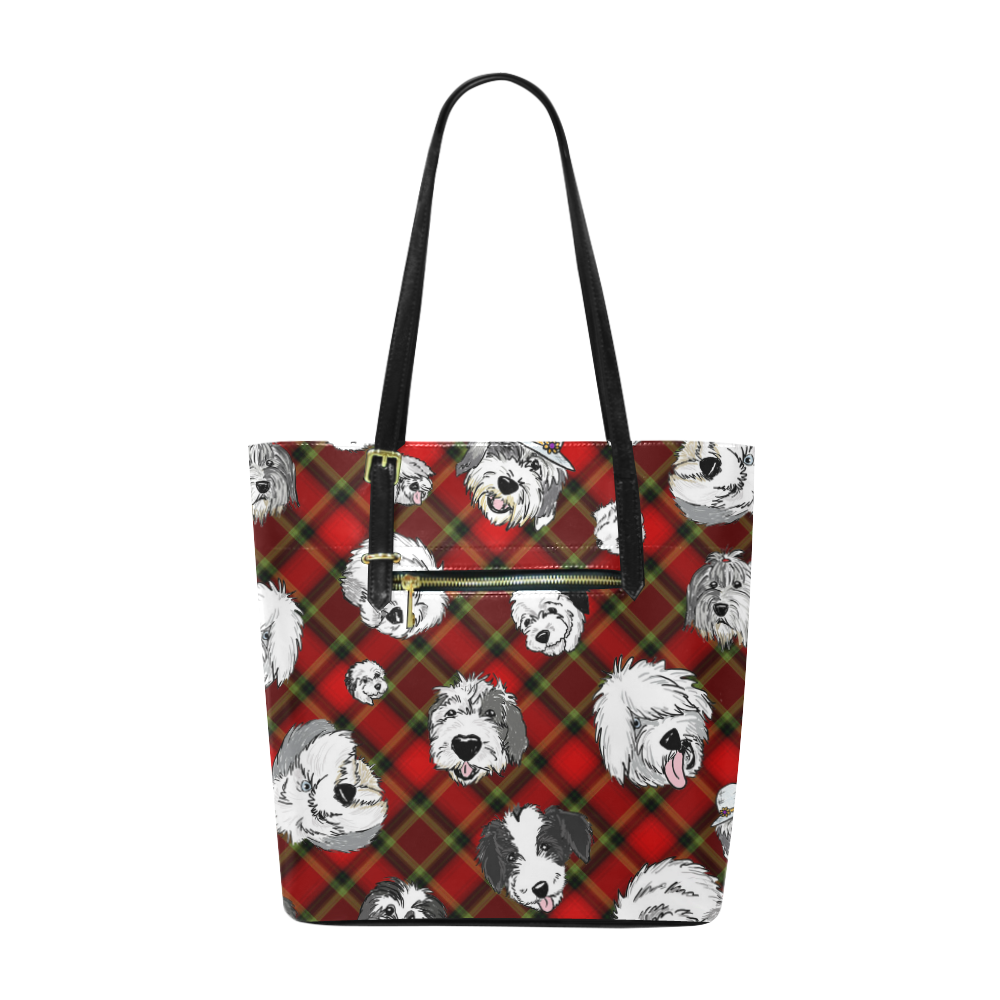 red plaid OES faces Euramerican Tote Bag/Small (Model 1655)