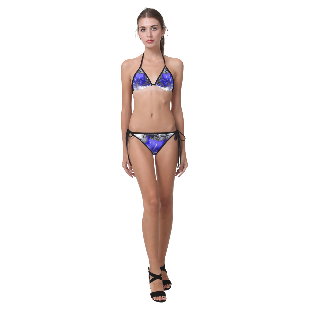 New Snow Blue White Mandelbrot Fractal Custom Bikini Swimsuit (Model S01)