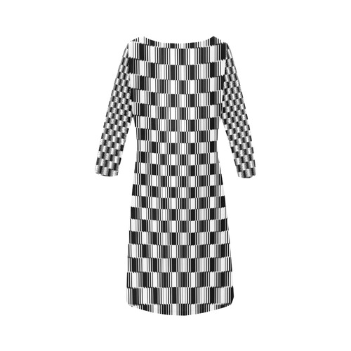 BLACK AND WHITE TILED Round Collar Dress (D22)