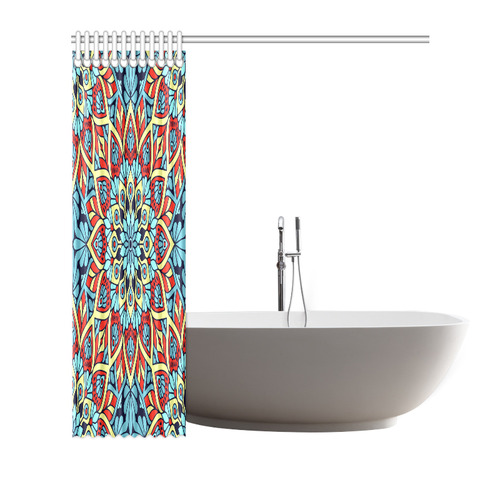 Red Yellow Blue Floral Mandala Shower Curtain 72"x72"