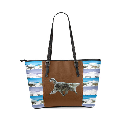 English Setter Rockin the Rockies Leather Tote Bag/Small (Model 1640)