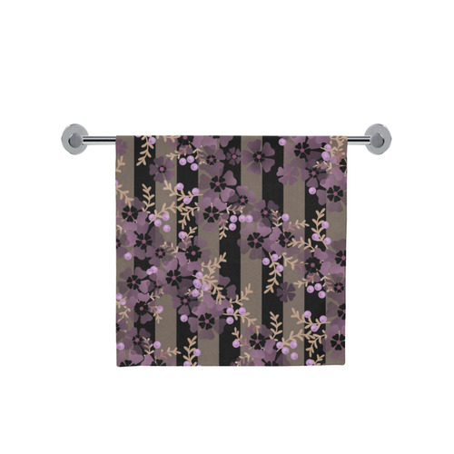 Floral striped brown violet Bath Towel 30"x56"