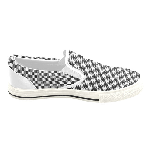 BLACK AND WHITE TILED Slip-on Canvas Shoes for Kid (Model 019)