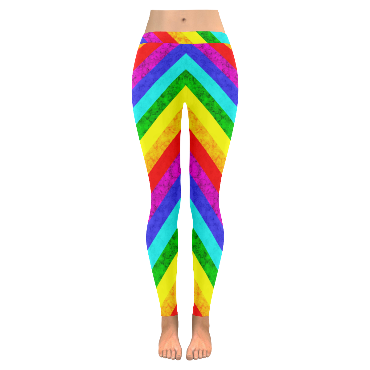 Rainbow abstract pattern Women's Low Rise Leggings (Invisible Stitch) (Model L05)