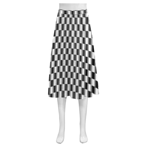 BLACK AND WHITE TILED Mnemosyne Women's Crepe Skirt (Model D16)