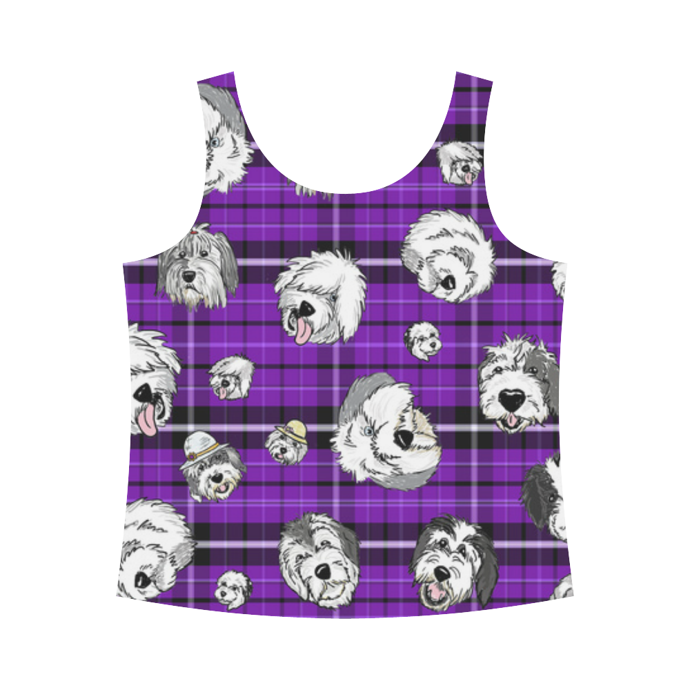 Plaid Sheepies-purple All Over Print Tank Top for Women (Model T43)
