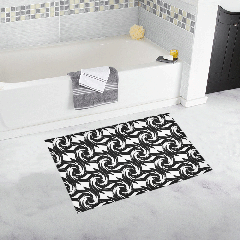 Black and white abstract pattern Bath Rug 20''x 32''