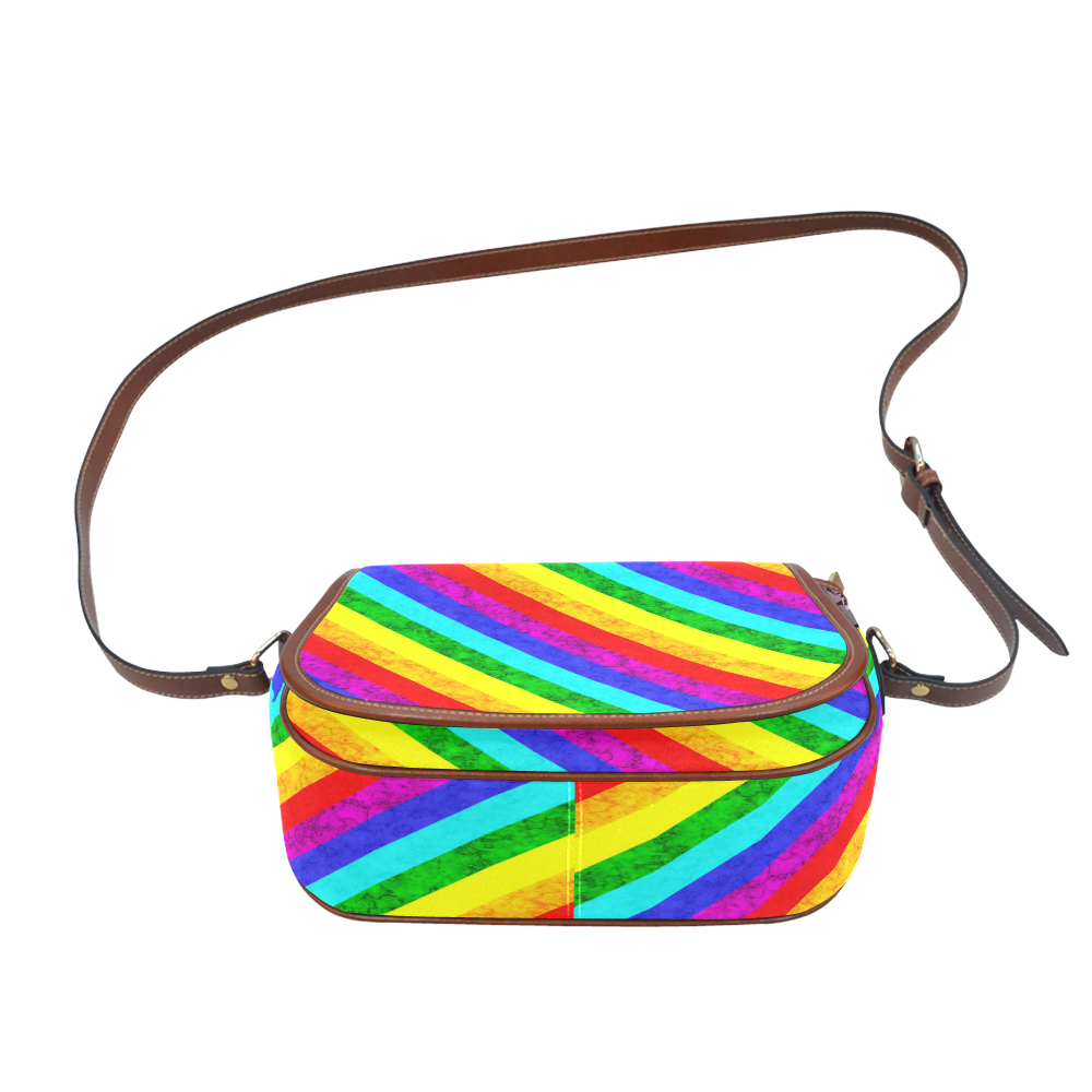 Rainbow abstract pattern Saddle Bag/Small (Model 1649) Full Customization