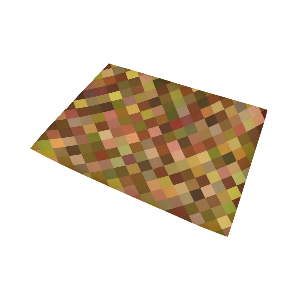 Autumn Colored Squares Brown Area Rug7'x5'
