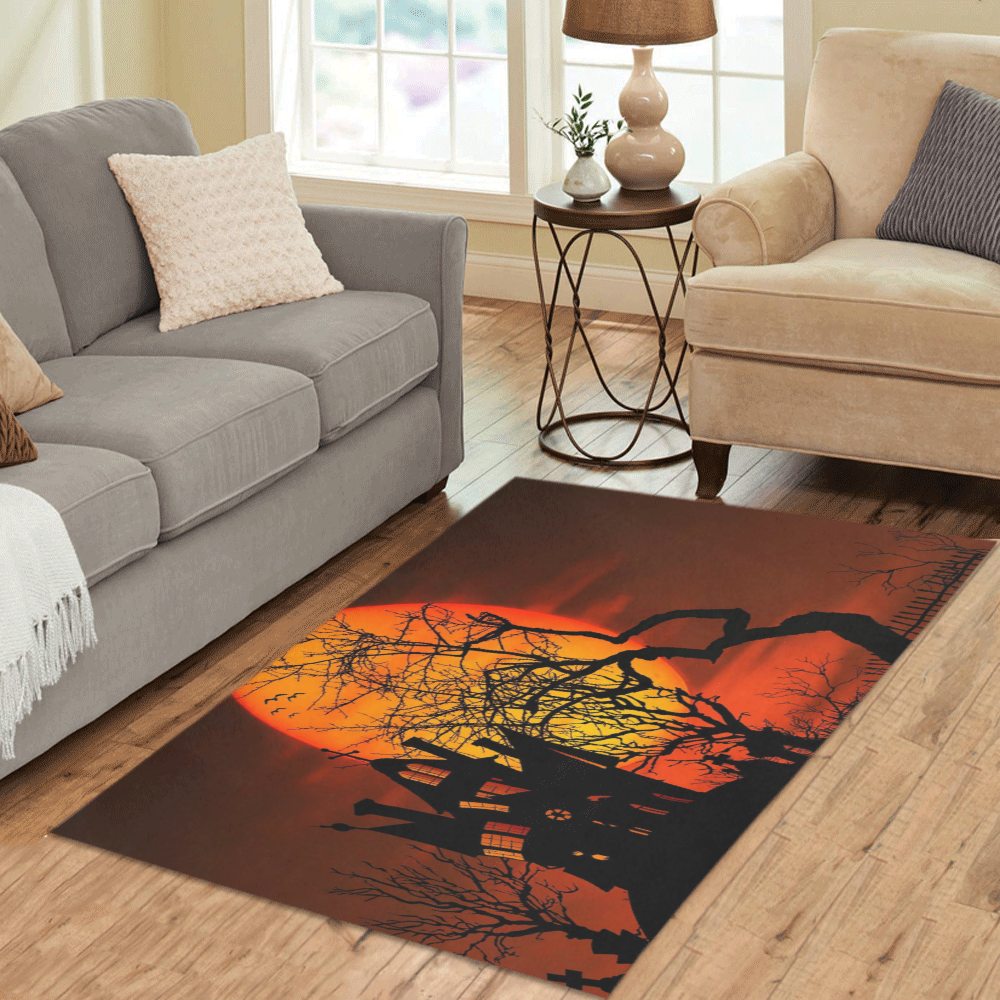 Haunted House Sunset Silhouette Area Rug 5'x3'3''