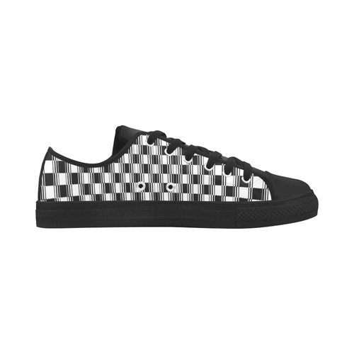 BLACK AND WHITE TILED Microfiber Leather Men's Shoes/Large Size (Model 031)