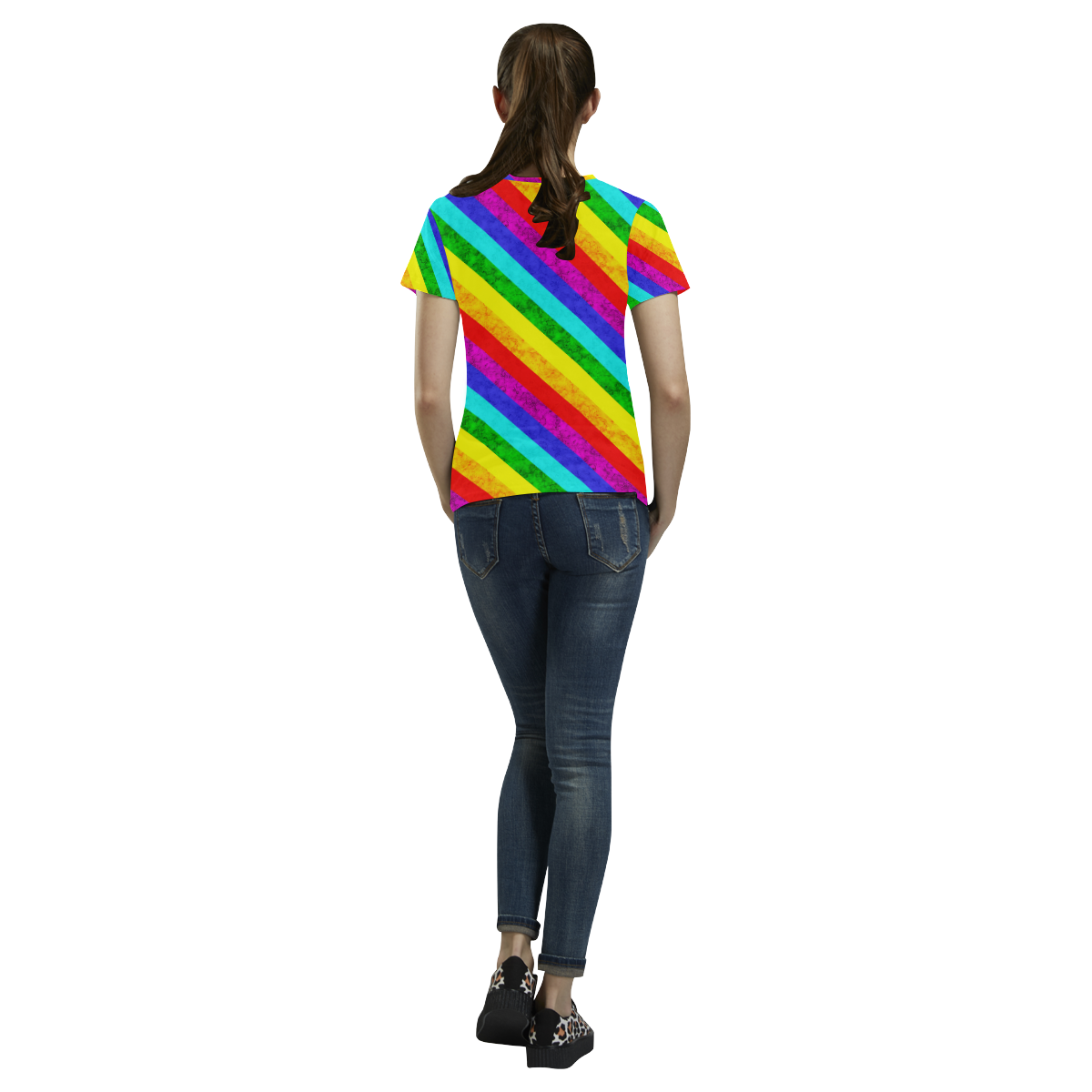Rainbow abstract pattern All Over Print T-Shirt for Women (USA Size) (Model T40)