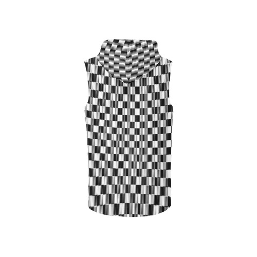 BLACK AND WHITE TILED All Over Print Sleeveless Zip Up Hoodie for Women (Model H16)