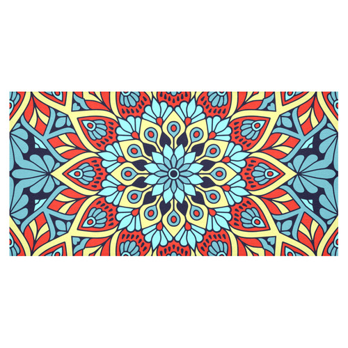 Red Yellow Blue Floral Mandala Cotton Linen Tablecloth 60"x120"