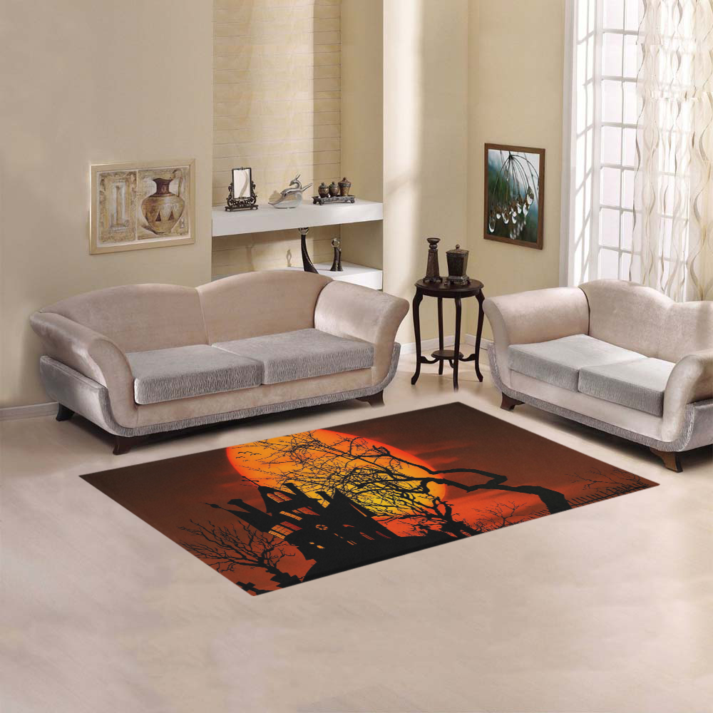 Haunted House Sunset Silhouette Area Rug 5'x3'3''