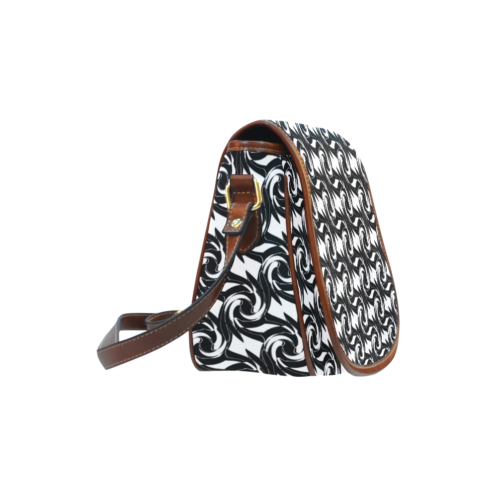 Black and white abstract pattern Saddle Bag/Small (Model 1649) Full Customization