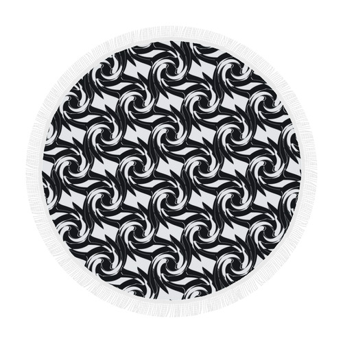 Black and white abstract pattern Circular Beach Shawl 59"x 59"