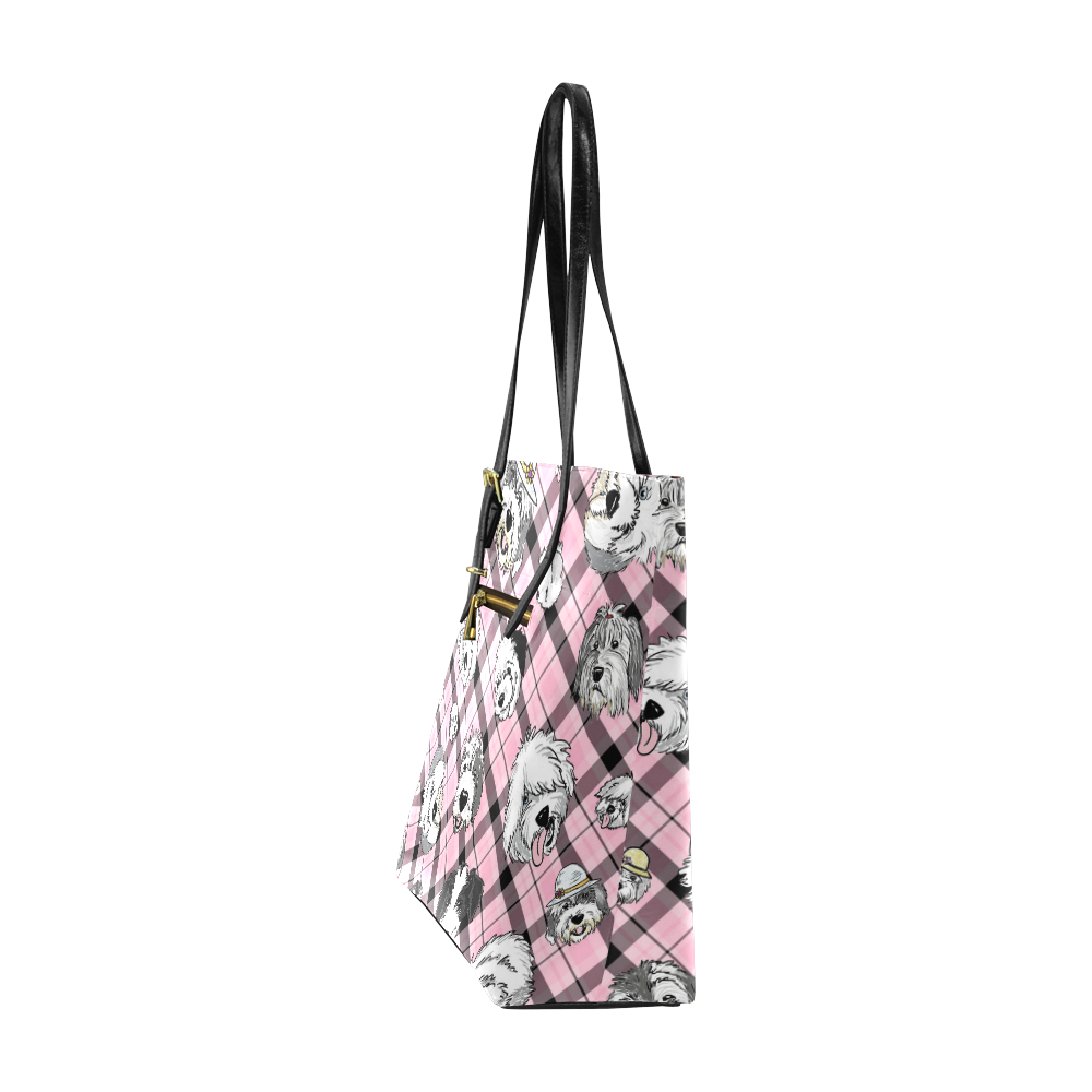 Oes Faces Pink Plaid Euramerican Tote Bag/Small (Model 1655)