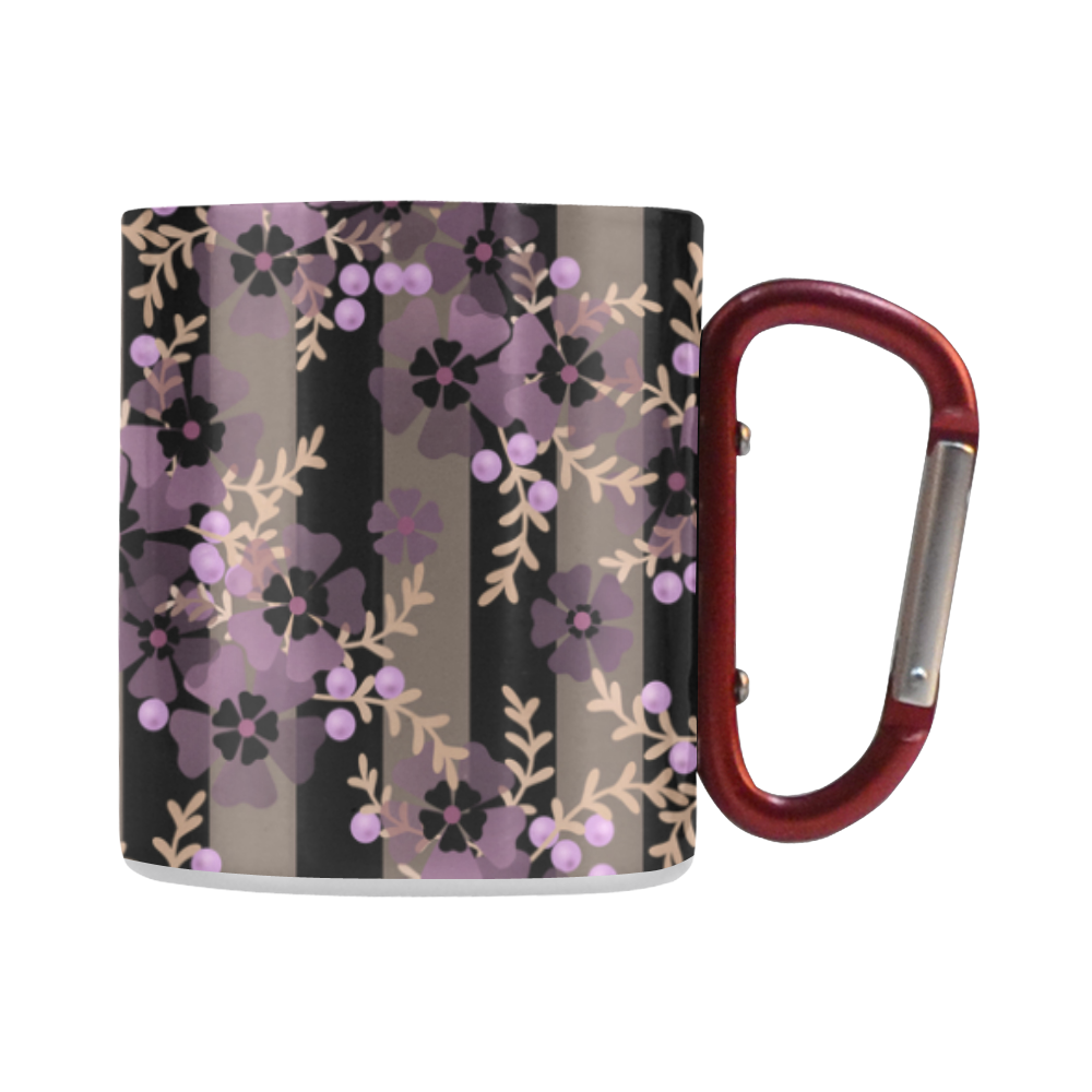 Floral striped brown violet Classic Insulated Mug(10.3OZ)