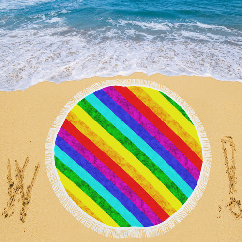 Rainbow abstract pattern Circular Beach Shawl 59"x 59"