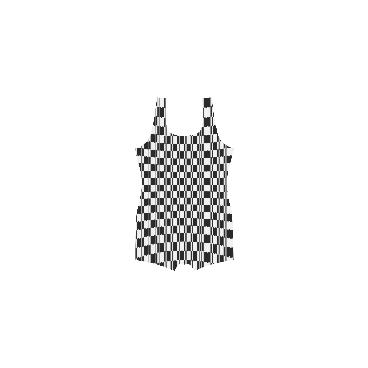 BLACK AND WHITE TILED Classic One Piece Swimwear (Model S03)