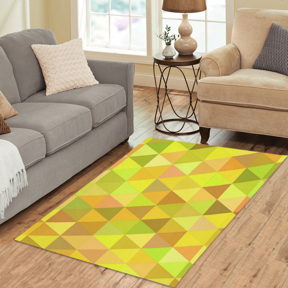 Autumn Colored Triangles Yellow Area Rug 5'x3'3''