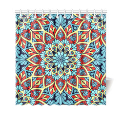 Red Yellow Blue Floral Mandala Shower Curtain 69"x70"