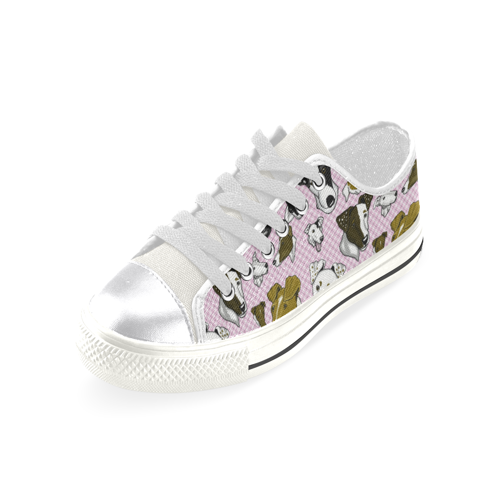Smooth Fox Terrier- -pink plaid Canvas Women's Shoes/Large Size (Model 018)