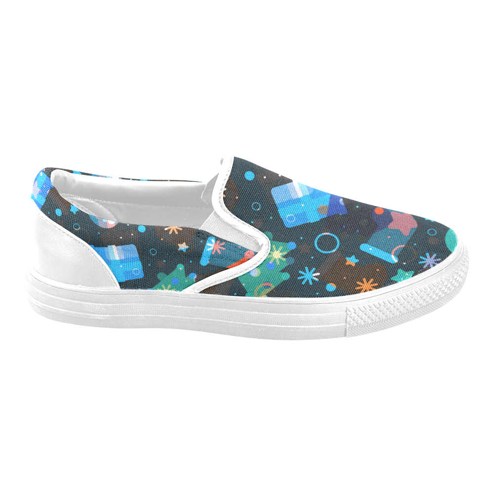 Christmas Abstract Cool Men's Unusual Slip-on Canvas Shoes (Model 019)