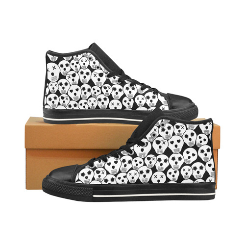 Silly Skull Halloween Design Men’s Classic High Top Canvas Shoes /Large Size (Model 017)