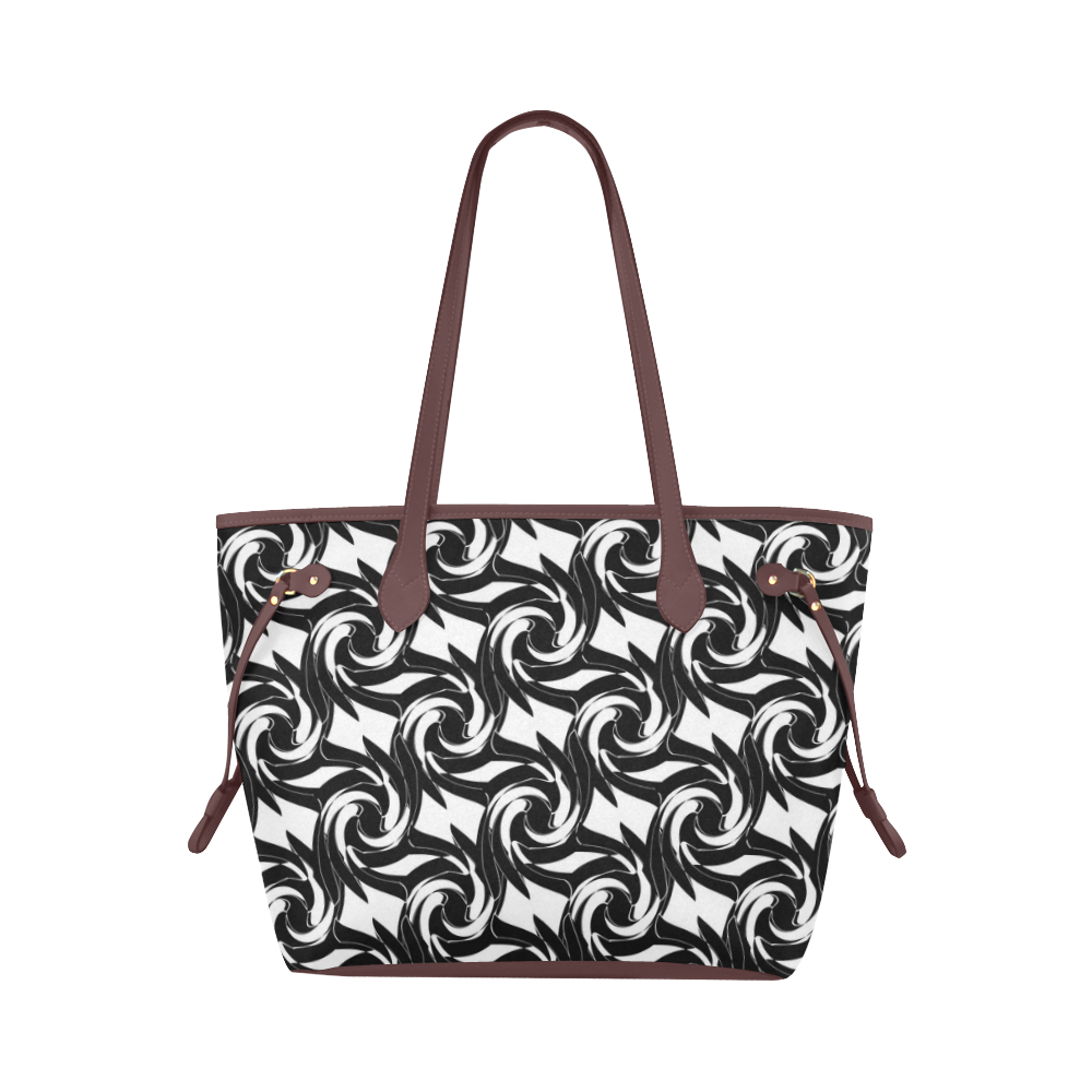 Black and white abstract pattern Clover Canvas Tote Bag (Model 1661)